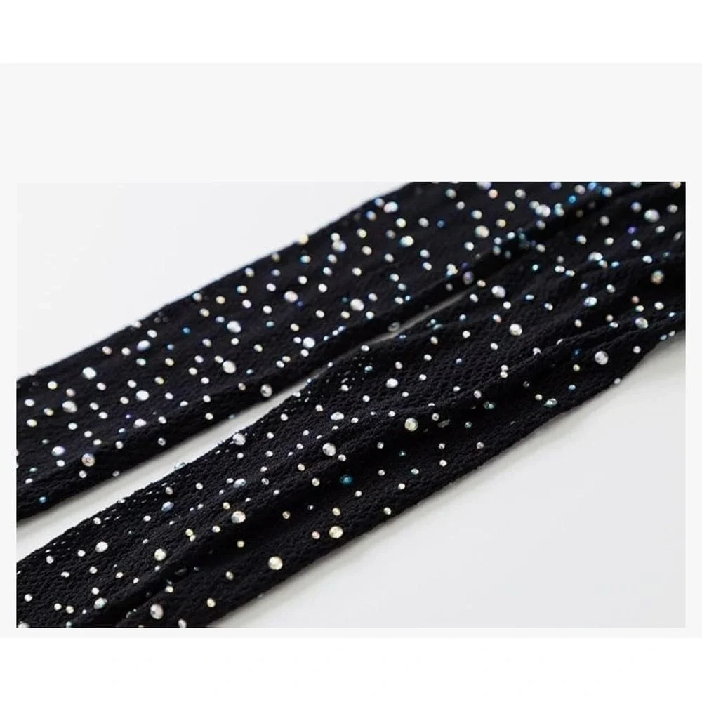 Sparkly Fishnet Tights Rhinestone Embellished Pantyhose Party Clubwear H-16‎